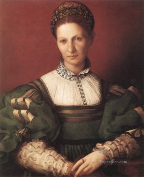 verde Pintura - Retrato de una dama vestida de verde Florencia Agnolo Bronzino